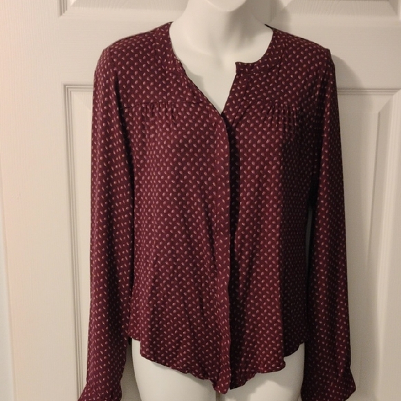 LOFT Maroon Patterned Blouse - Picture 1 of 8
